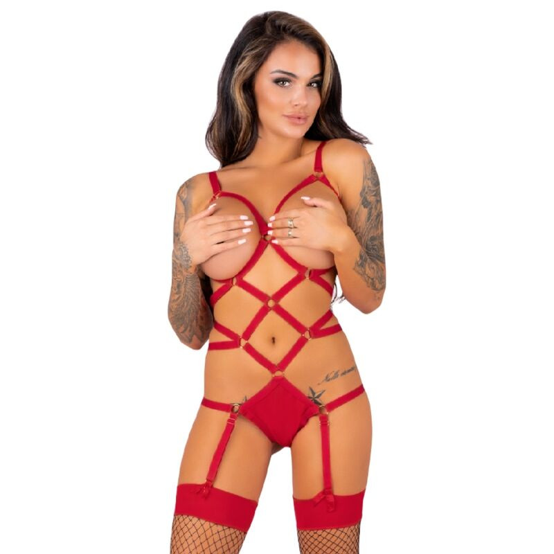 LIVCO CORSETTI FASHION - Thiara LC 20213 – érzéki piros body harisnyával