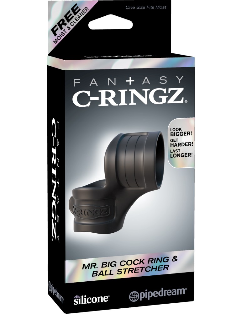 Mr. Big Cock Ring And Ball Stretcher  Black