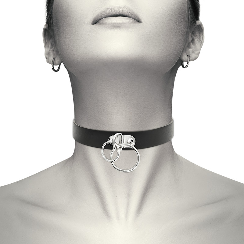 COQUETTE CHIC DESIRE – dupla gyűrűs vegán bőr choker