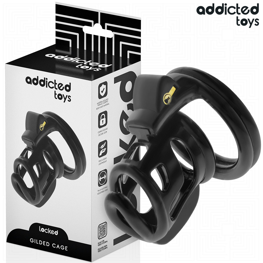 ADDICTED TOYS LOCKED – szilikon pénisz ketrec 8,5 cm