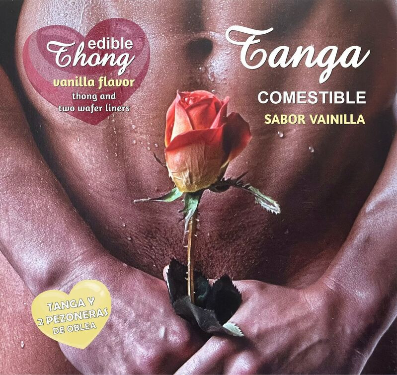 HOTFLOWERS – férfi tanga + 2 vanília waferecset a mellbimbókhoz